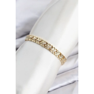 CM Geometrik Model Zirkon Taşlı VIP Seri Gold Renk Pirinç Kadın Bileklik
