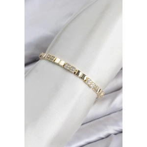 CM Kare Model Zirkon Taşlı VIP Seri Gold Renk Pirinç Kadın Bileklik