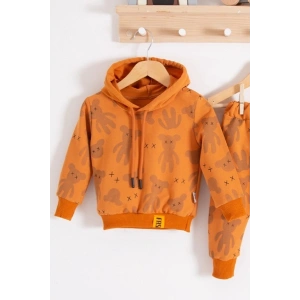 Cool Bear Kapüşonlu % 100 Pamuk Erkek Bebek Takımı