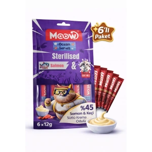 Creamy Somonlu ve Keçi Sütlü Kısırlaştırılmış Sıvı a Kedi Ödülü 6x12 gr