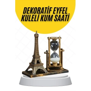 Dekoratif Eyfel Kulesi ve Kum Saati Vintage Tarzı Masa Süsü Biblo
