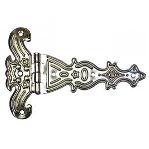 Dekoratif,  Tek Kuyruklu Menteşe - 69x102 Mm, Büyük, Nikel, 1 Adet