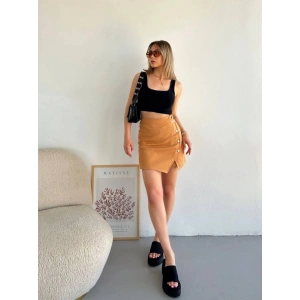 Dört çıtçıtlı Gabardin şort etek