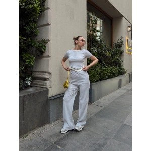 Düğme yakalı gri alt üst takım s3943