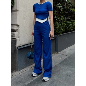 Düğme yakalı saks alt üst takım s3943