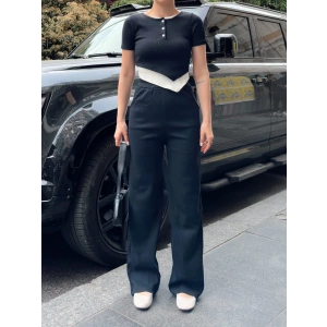 Düğme yakalı siyah alt üst takım s3943