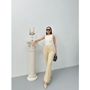 Düğmeli zzo pantolon bej p170091