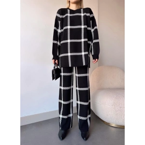 Ekoseli triko takım siyahbeyaz