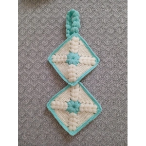 El Yapımı Dekoratif Mutfak Tutacak (Beyaz-Mavi)