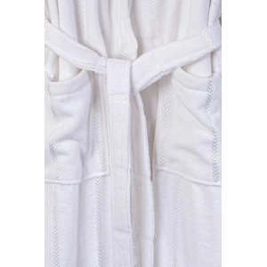Ephemeris Pamuk Kapüşonlu Unisex Bornoz - Lara Beyaz