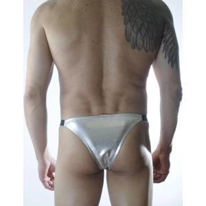 Erkek Gümüş Lame Brazillian Slip