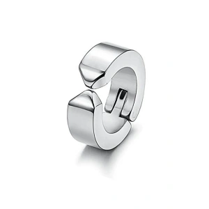 Erkek Küpesi - 2 Adet Çelik Kıstırmalı Küpe Paslanmaz Atmaz Çelik Gümüş Renk Küpe