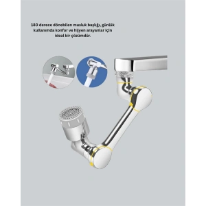 Esnek 1080° Musluk Başlığı 3 Eklemli Hareketli Su Modlu Lavabo Aparatı