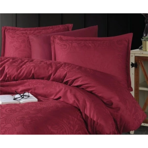 Exclusive Jakarlı Çift Kişilik Pamuk Saten Nev Takımı Hemera v2 Bordo