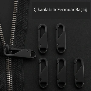 Fermuar Sürgüsü Başlığı Yedeği - Siyah 5 Adet