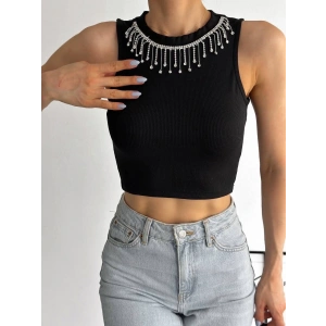 fitilli kaşkorse yakası zincirli atlet siyah