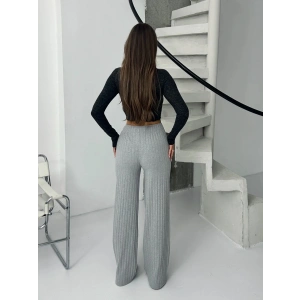 Fitilli şardonlu pantolon gri