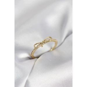 Fiyonk Model Zirkon Taşlı Gold Renk Kadın Yüzük