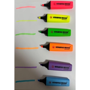 Fosforlu Kalem,  25 mm Uç, Su Bazlı Mürekkep, 4 Saat Kurumaya Dayanıklı 6 lı Set