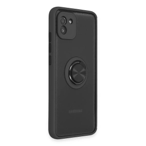 Galaxy A03 Kılıf Montreal Yüzüklü  Kapak - Siyah