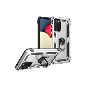 Galaxy A03s Kılıf Sofya Yüzüklü  Kapak - Gümüş