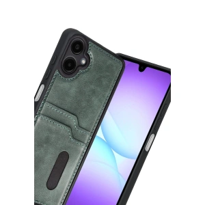 Galaxy A07 4g Sara Kartvizitli Deri Kılıf - Yeşil