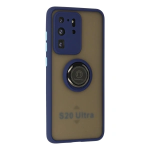 Galaxy S20 Ultra Kılıf Montreal Yüzüklü  Kapak - Lacivert