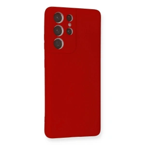 Galaxy S21 Ultra Kılıf Nano İçi Kadife  - Kırmızı