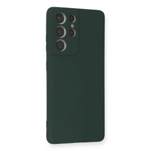 Galaxy S21 Ultra Kılıf Nano İçi Kadife  - Koyu Yeşil