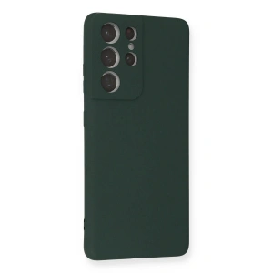 Galaxy S21 Ultra Kılıf Nano İçi Kadife  - Koyu Yeşil