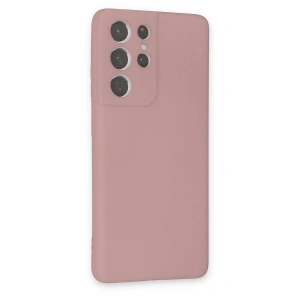 Galaxy S21 Ultra Kılıf Nano İçi Kadife  - Pudra