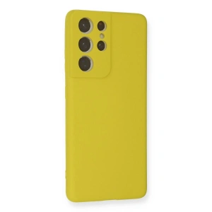 Galaxy S21 Ultra Kılıf Nano İçi Kadife  - Sarı