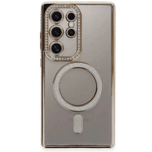 Galaxy S24 Ultra Kılıf Joke Simli Magneticsafe Kılıf - Gold