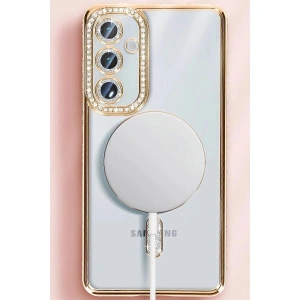Galaxy S25 Kılıf Joke Simli Magneticsafe Kılıf - Pembe
