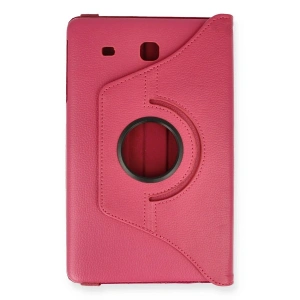 Galaxy T560 Tab E 9.7 Kılıf 360 Tablet Deri Kılıf - Pembe