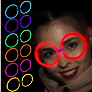 Glow  Yuvarlak Gözlük - Glow Partisi Gözlükleri - Glow Gözlük 12 Adet