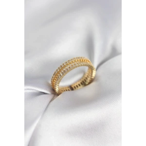 Gold Renk Minimal Zirkon Taşlı Kadın Yüzük