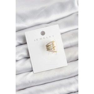 Gold Renk Pirinç Zirkon Taşlı Kıkırdak Earcuff Küpe