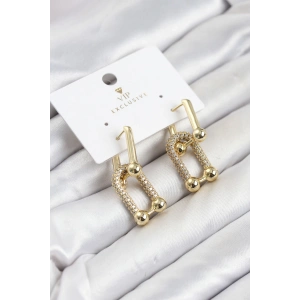 Gold Renk VIP Seri Tifani Zirkon Taşlı Kadın Küpe