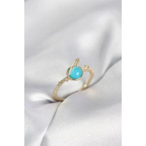 Gold Renk Zirkon Taşlı Satürn Model Kadın Yüzük