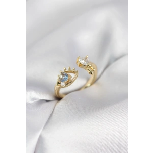 Gözyaşı Model Gold Renk Zirkon Taşlı Kadın Yüzük