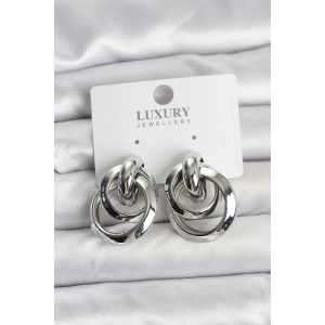 Gümüş Renk Halka Model Pirinç Kadın Küpe