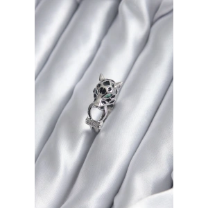 Gümüş Renk Kaplan Model Zirkon Taş Detay VİP Kadın Yüzük