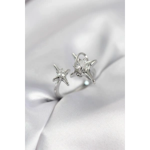 Gümüş Renk Kutup Yıldızı Model Zirkon Taşlı Kadın Yüzük