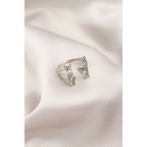 Gümüş Renk Metal Kelebek Model Kadın Yüzük