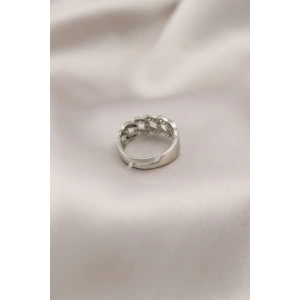 Gümüş Renk Metal Zincir Model Taşlı Kadın Yüzük