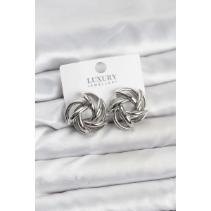 Gümüş Renk Pirinç Keskin Sarmal Model Kadın Küpe