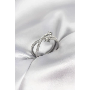 Gümüş Renk Zirkon Taşlı Halley Model Kadın Yüzük