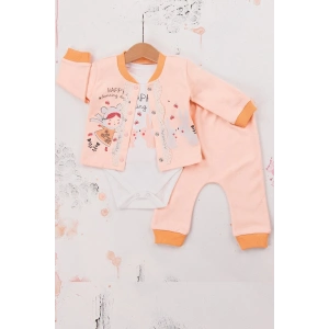 Happy Dancing Desenli 3lü Hırkalı Kız Bebek Takım