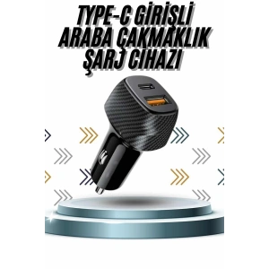 Hızlı Oto Şarj Cihazı 38W Çift Girişli HIzlı Şarj Oto Çakmaklık TypeC